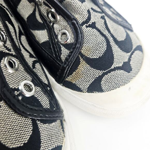 Y2K Coach Felix Black & Gray Logo Canvas & Leather Sneaker Shoe women's 8 B - Picture 8 of 10